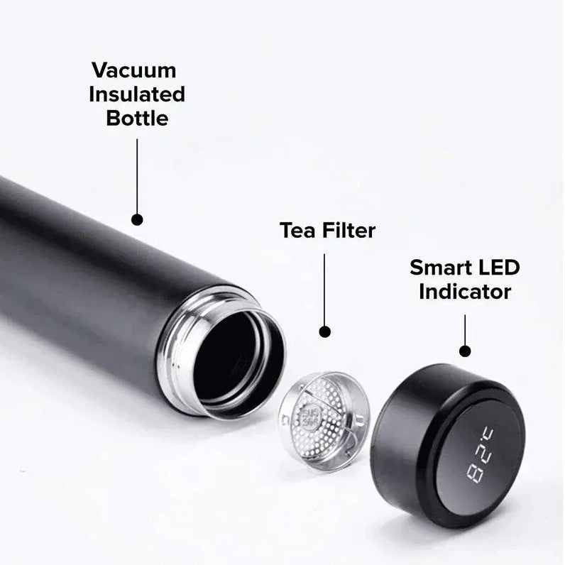 1Pc Stainless Steel Smart Water Bottle Leak Proof Double Walled Keep Drink Hot and Cold LCD Temperature Display Bottle